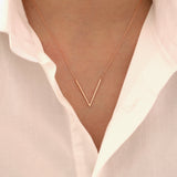 14k Gold | Geometric Chevron V-Shaped Necklace