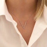 14k Gold | Geometric Chevron V-Shaped Necklace