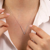 14k Gold | Geometric Chevron V-Shaped Necklace