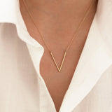 14k Gold | Geometric Chevron V-Shaped Necklace