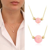 14k Gold | Minimal Round Pink Opal Necklace