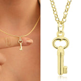 14k Gold | 2mm Rolo Chain Necklace with Key Charm