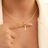 14k Gold | 2mm Rolo Chain Necklace with Key Charm