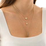 14k Gold | 2mm Rolo Chain Necklace with Key Charm