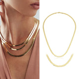 14k Gold | Flat Snake Herringbone Chain Necklace