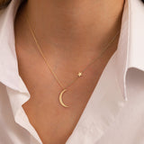 14k Gold | Crescent And Star Necklace