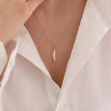 14k Gold | Tiny Feather Necklace