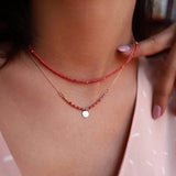 14k Gold | Coral Natural Stone Beaded Layering Necklace