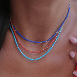 14k Gold | Coral Natural Stone Beaded Layering Necklace