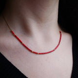 14k Gold | Coral Natural Stone Beaded Layering Necklace