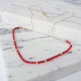 14k Gold | Coral Natural Stone Beaded Layering Necklace