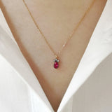 14k Gold | Gold Bezel Ruby Teardrop Necklace