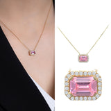 14k Gold | Pink Baguette Cut Necklace