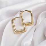 14k Gold | Hoop Bold Rectangle Earrings