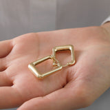 14k Gold | Hoop Bold Rectangle Earrings