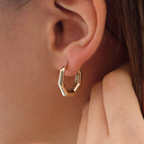 14k Gold | Bold Hexagon Hoop Earrings