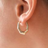 14k Gold | Bold Hexagon Hoop Earrings