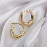 14k Gold | Bold Hexagon Hoop Earrings