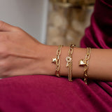 14k Gold | Paperclip & Double Curb Chain Bracelet with Star Charm