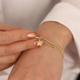 14k Gold | Paperclip & Double Curb Chain Bracelet with Star Charm