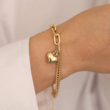 14k Gold | Paperclip & Double Curb Chain Bracelet with Star Charm