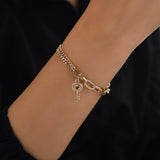 14k Gold | Paperclip & Double Curb Chain Bracelet with Star Charm