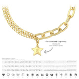 14k Gold | Paperclip & Double Curb Chain Bracelet with Star Charm