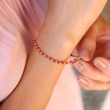 14k Gold | Coral & Gold Beaded Bracelet