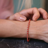 14k Gold | Coral & Gold Beaded Bracelet