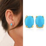 14k Gold | Turquoise Oval Stud Earrings