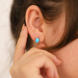 14k Gold | Turquoise Oval Stud Earrings