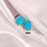 14k Gold | Turquoise Oval Stud Earrings