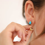 14k Gold | Turquoise Oval Stud Earrings