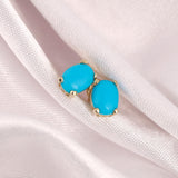 14k Gold | Turquoise Oval Stud Earrings