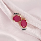 14k Gold | Ruby Oval Stud Earrings