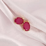 14k Gold | Ruby Oval Stud Earrings