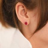 14k Gold | Ruby Oval Stud Earrings