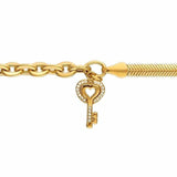 14k Gold | Paperclip and Snake Chain Bracelet with Key Charm