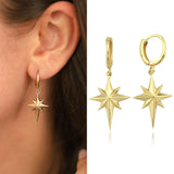 14k Gold | North Star Dangle Earrings