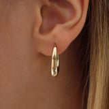 14k Gold | Oval Rectangle Hoop Earrings