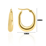 14k Gold | Oval Rectangle Hoop Earrings