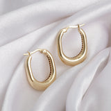 14k Gold | Oval Rectangle Hoop Earrings