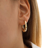 14k Gold | Oval Rectangle Hoop Earrings