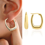 14k Gold | Chunky Rectangle Hoop Earrings