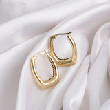 14k Gold | Chunky Rectangle Hoop Earrings