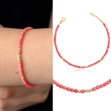 14k Gold | Pink Coral Eternity Beaded Bracelet