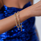 14k Gold | CZ Paved Chunky Paperclip Bracelet