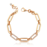 14k Gold | CZ Paved Chunky Paperclip Bracelet