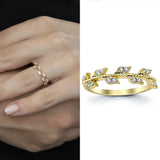 8k - 14k - 18k Gold | Diamond Leaf Ring