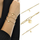 14k Gold | Rolo Link & Paperclip Bracelet with Charm